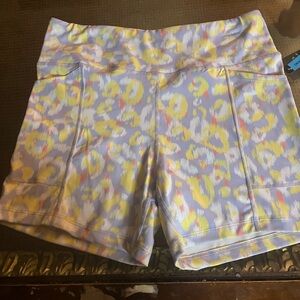 Pro Player Women's Patterned Bike Shorts - Yellow and Purple